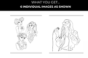 Stylish Girls Coloring Pages Set, a Decorative Illustration by InkyQueenArt (Thumbnail 3 of 5)