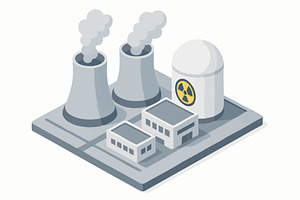 Nuclear Power Plant Facility vector, an Illustration by AlexArt