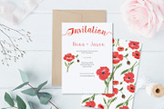 Poppy Watercolor Wedding Invitation, an Invitation Template by Love Design (Thumbnail 4 of 7)