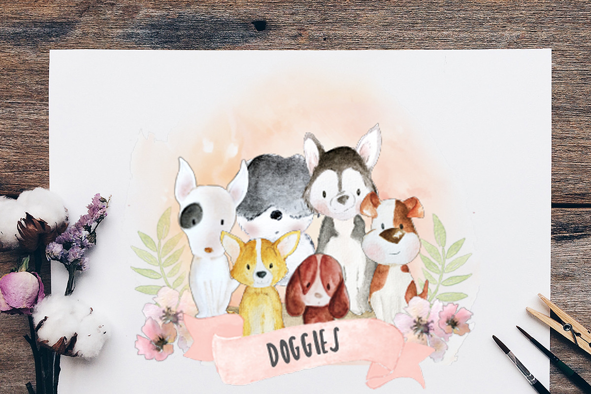 Dog Doggies Watercolour Drawing, an Animal Illustration by artemyst (Photo 1 of 2)