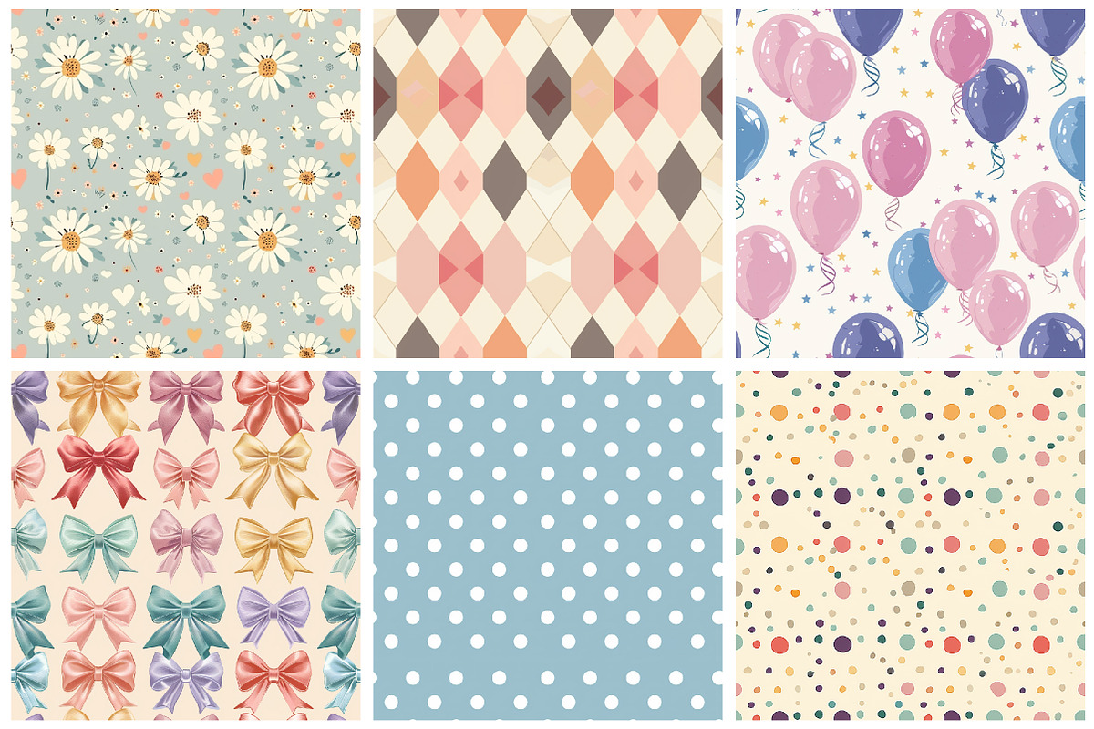 Pastel Gift & Deco Seamless Patterns, an Illustration by DreamArtGraphic (Photo 2 of 5)