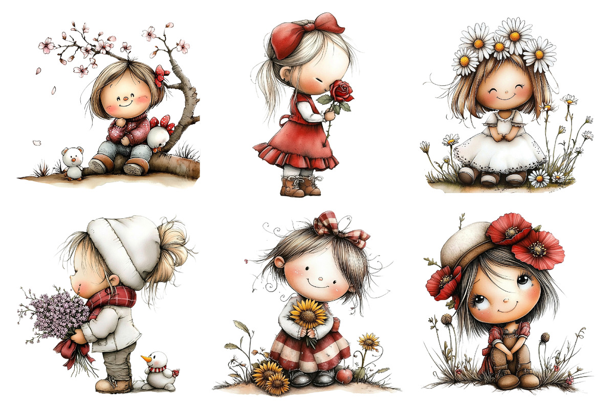 Flowers and Girls Big Clipart Bundle, an Illustration by Daily.Designs (Photo 5 of 5)