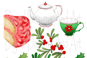 Christmas Tea Set Clipart