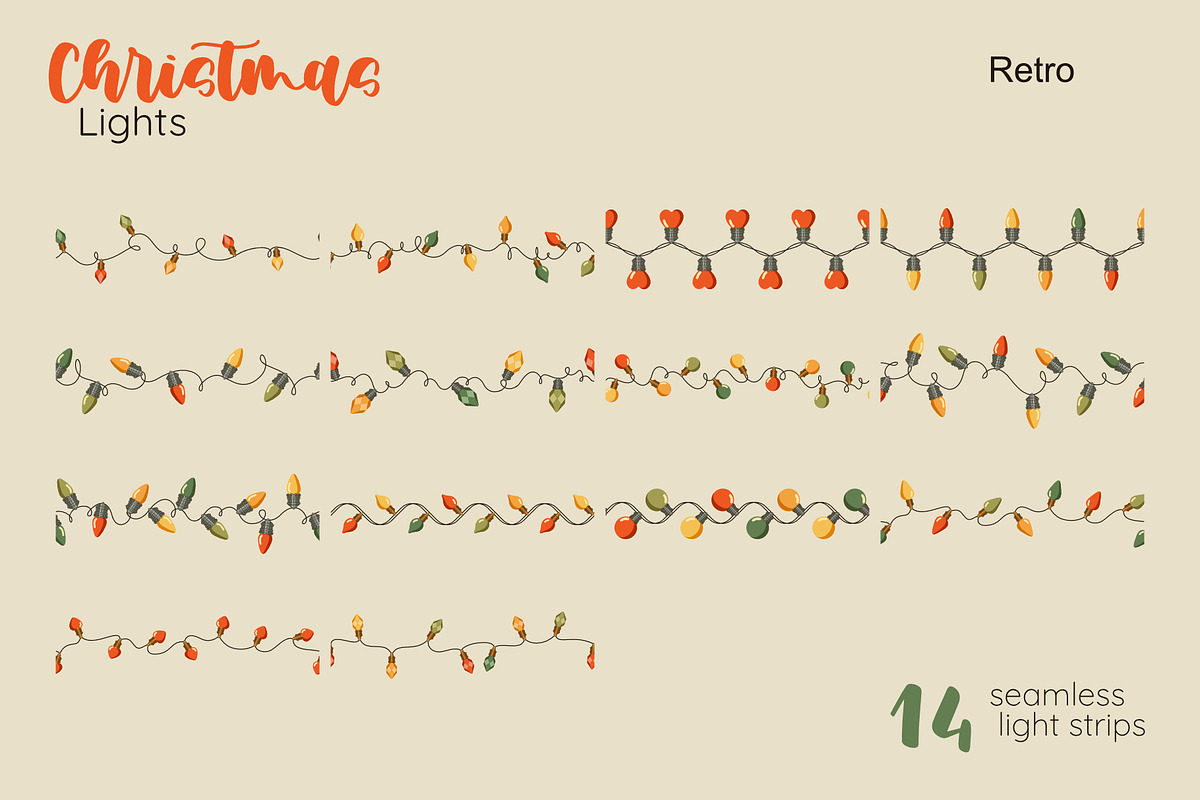Christmas Lights Borders & Patterns, a Seasonal Illustration by moja doodle (Photo 10 of 10)