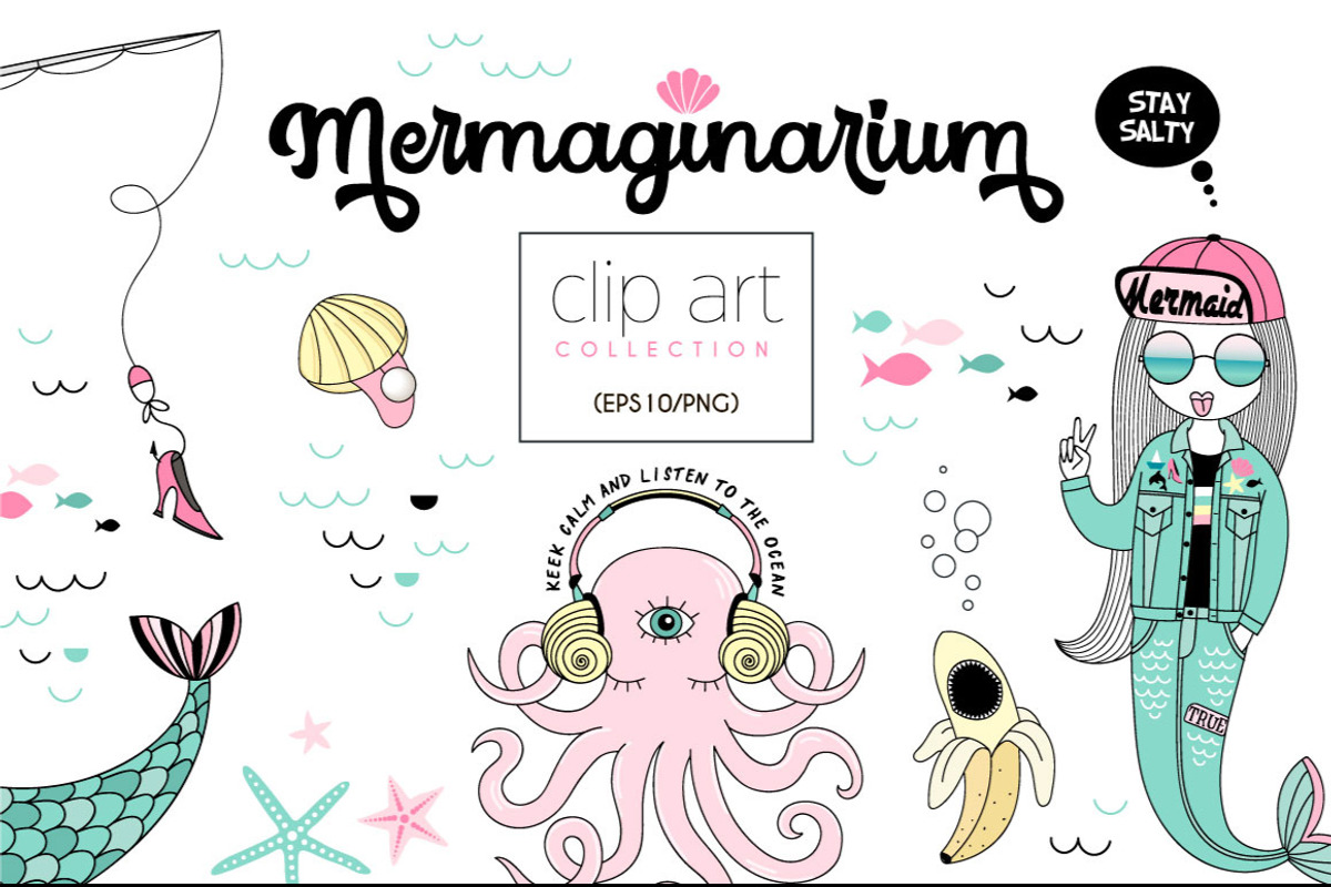 Whimsical underwater cliparts kit, an Illustration by @olga.angelloz (Photo 1 of 4)