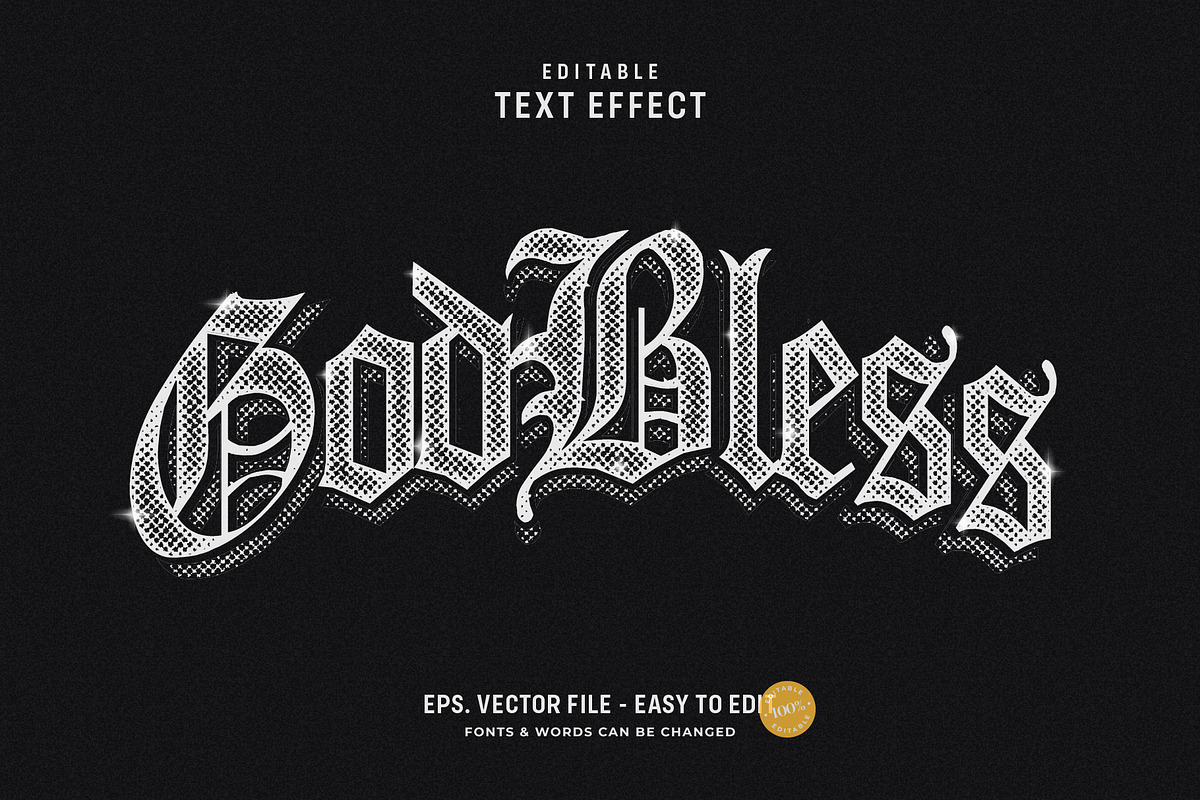 Classic GodBless Text Effect, a Layer Style Add-On by zdson (Photo 1 of 2)