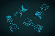 Engine Block and Pistons Blueprints, a Transportation Illustration by Blacklight (Thumbnail 2 of 3)