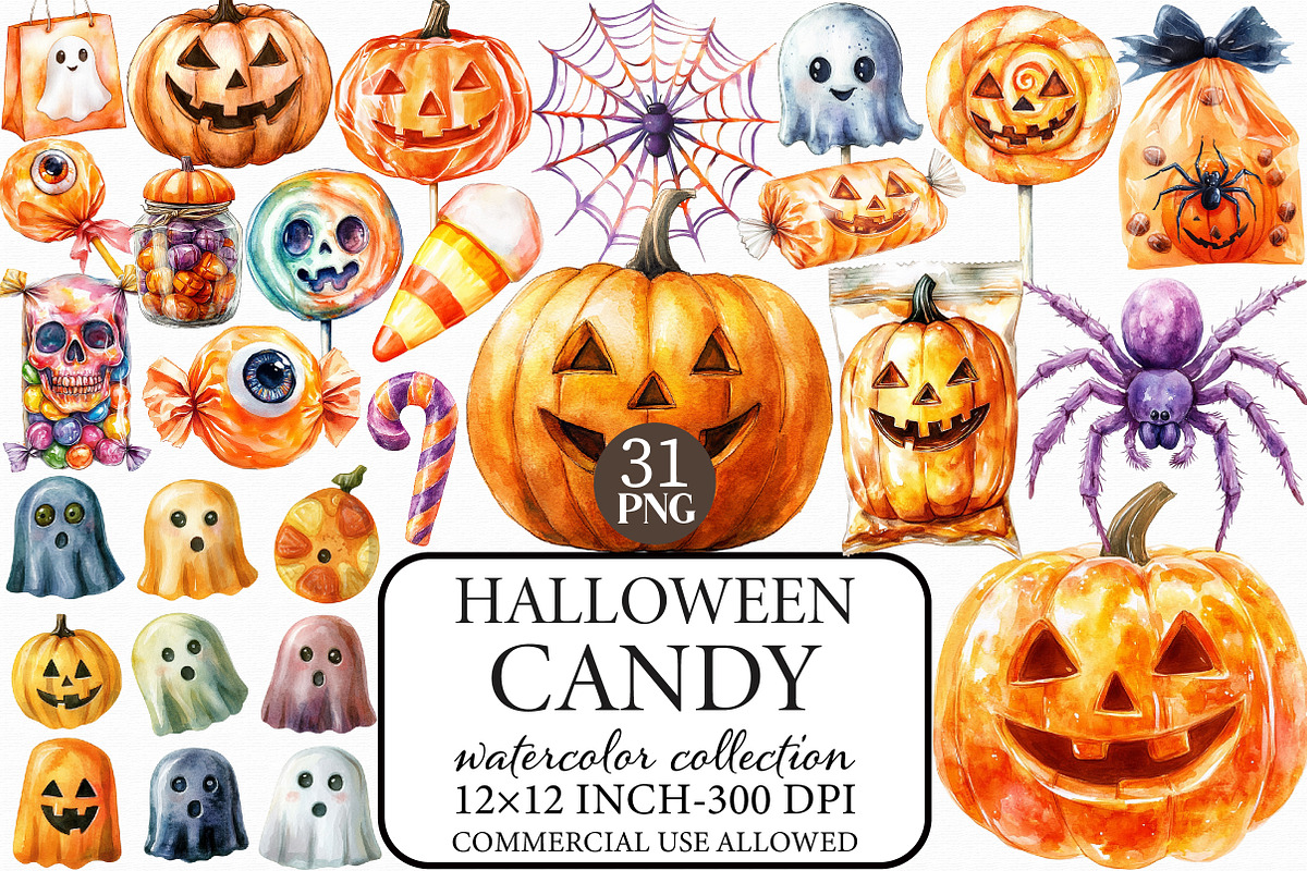 Halloween Candy Clipart, an Illustration by Libby Wishes (Photo 1 of 7)
