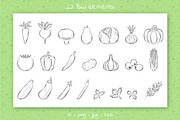 Vegetables. Cliparts and patterns, a Pattern Graphic by Valeria Soloveva (Thumbnail 2 of 10)