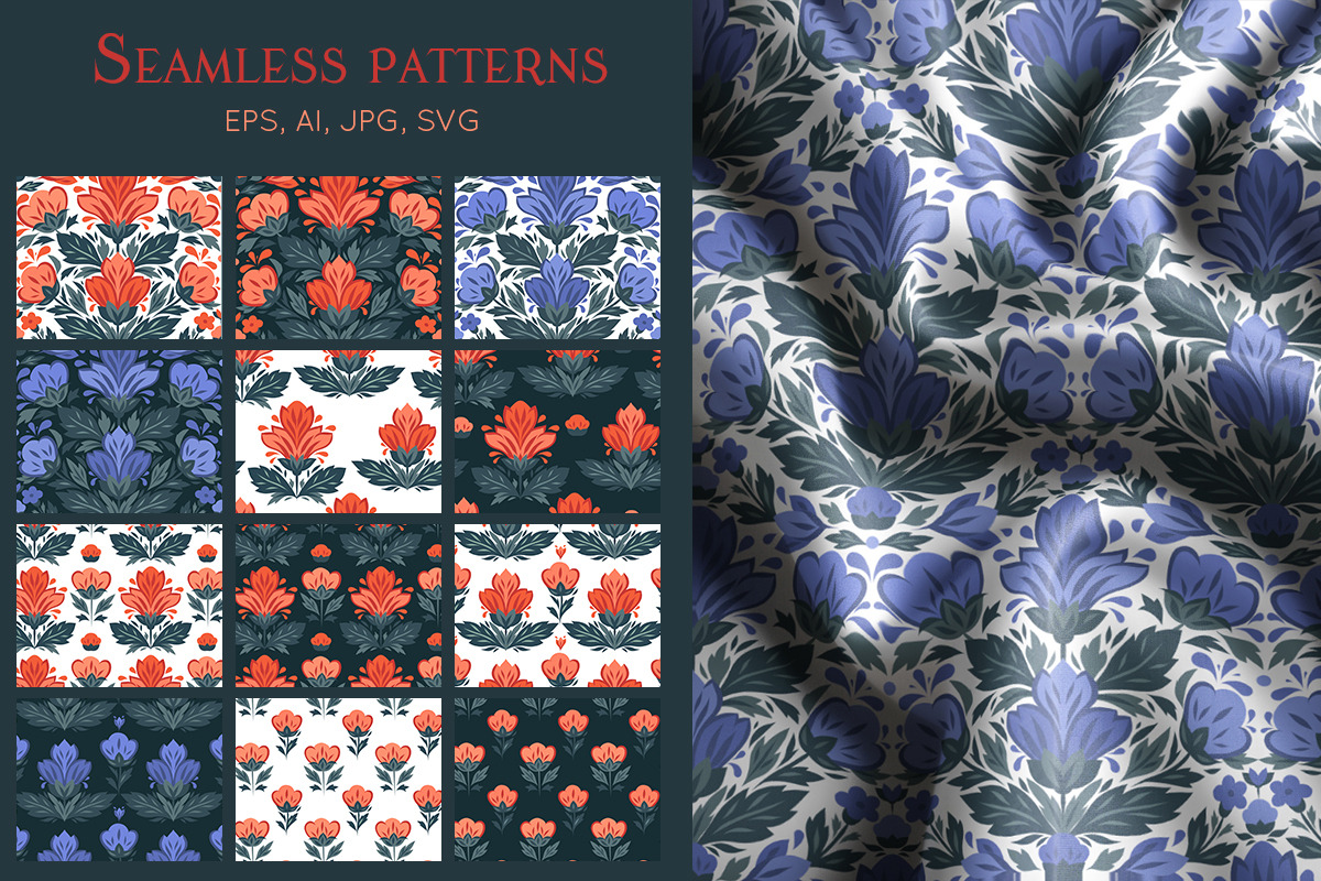 Deco flowers vector set, a Graphic by Veleri (Photo 4 of 6)