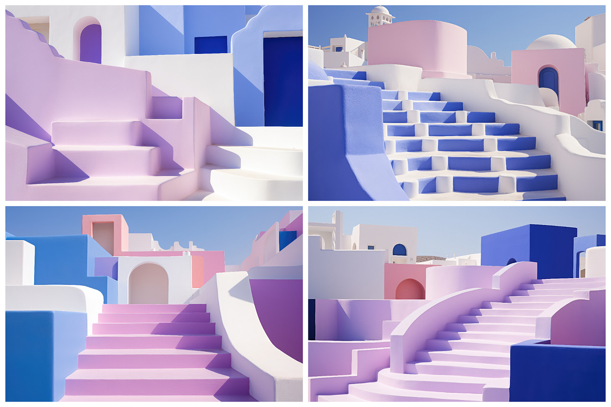 32 Santorini Stairs Illustrations, a Wallpaper Graphic by HipFonts (Photo 9 of 9)