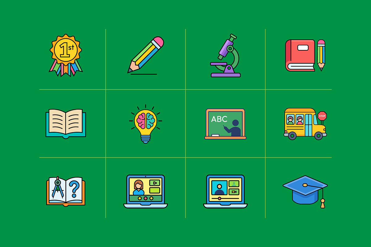 Education & E-Learning Icons Set, a Solid Icon by VectStock (Photo 2 of 2)