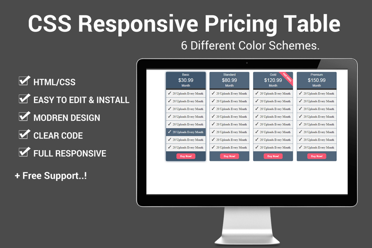 CSS Responsive Pricing Table, a HTML Template by Design Master