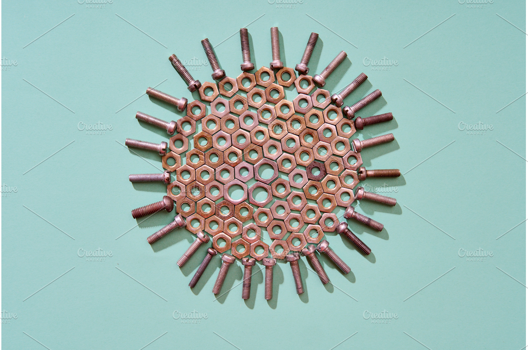 Radial bolts and nuts geometric, an Industrial Photo by Gladkov photography