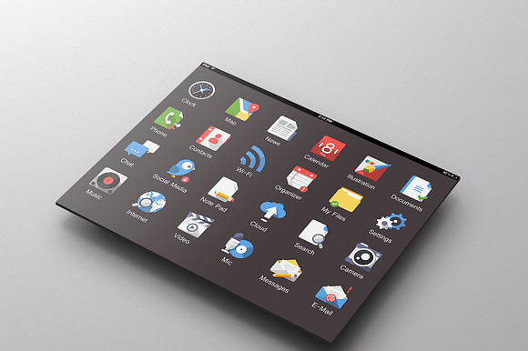 Flat Style Long Shade Media Icons