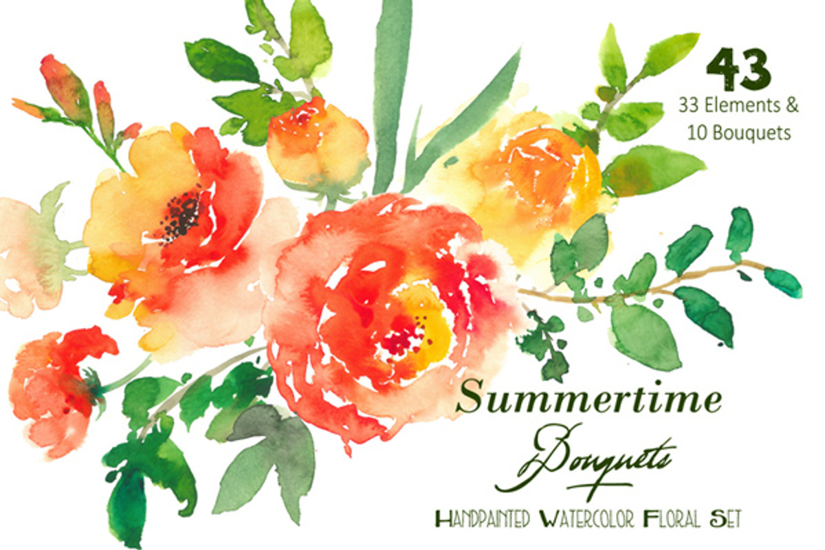Summertime Bouquets - Watercolor Flo, an Illustration by SmallHouseBigPony (Photo 1 of 6)
