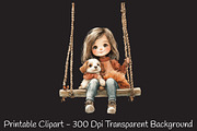Cute Little Girl and Puppy Dog Png, an Illustration by RobertsArt (Thumbnail 2 of 7)