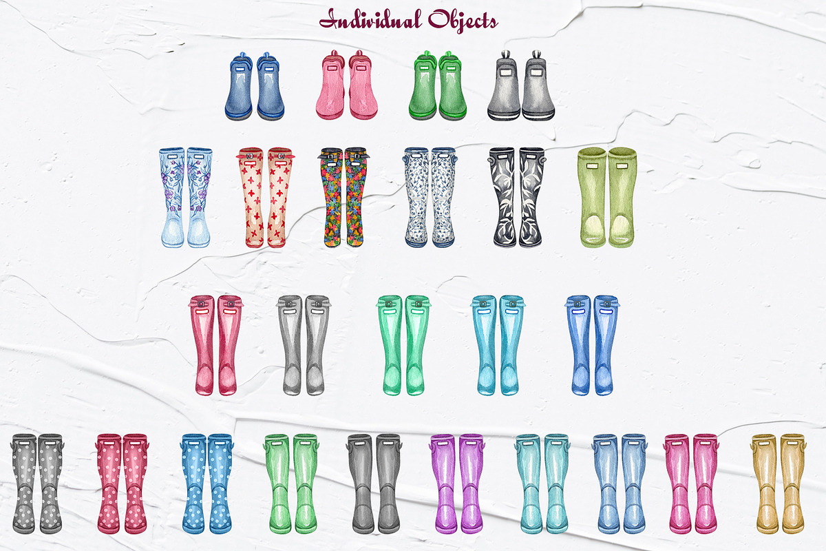 Wellington Boots Watercolor Clipart, an Object Illustration by BarvArt (Photo 2 of 3)