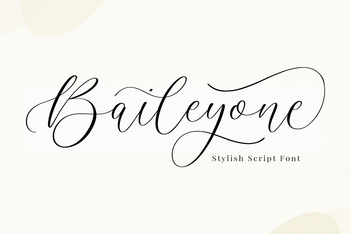 Baileyone - Stylish Script Font, a Script Font by Timurtype (Photo 1 of 7)