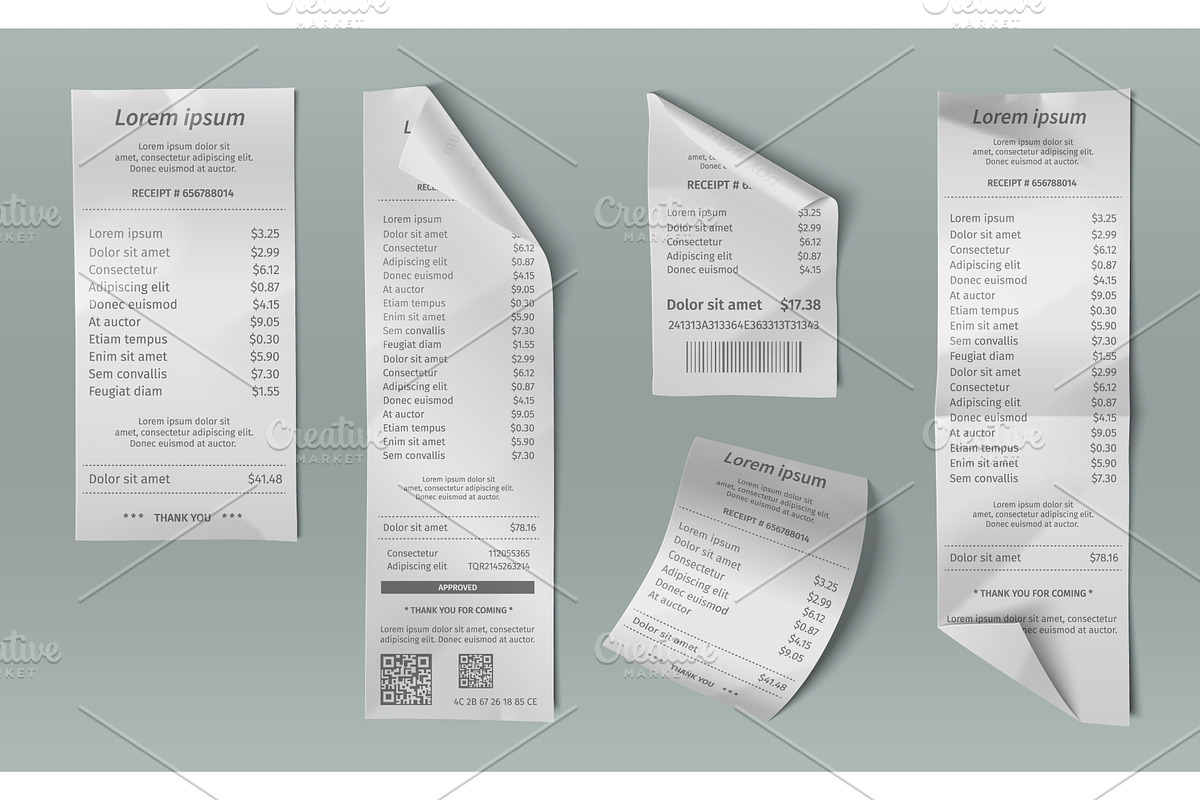 Payment receipts set isolated on, an Object Illustration by art PVP - market
