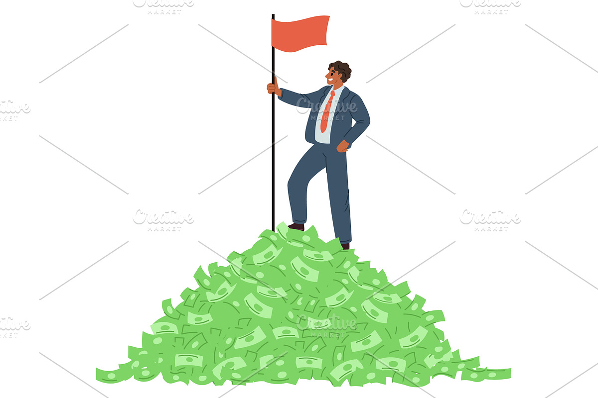 Rich businessman with gold and money, a Finance Illustration by Vectorbuum