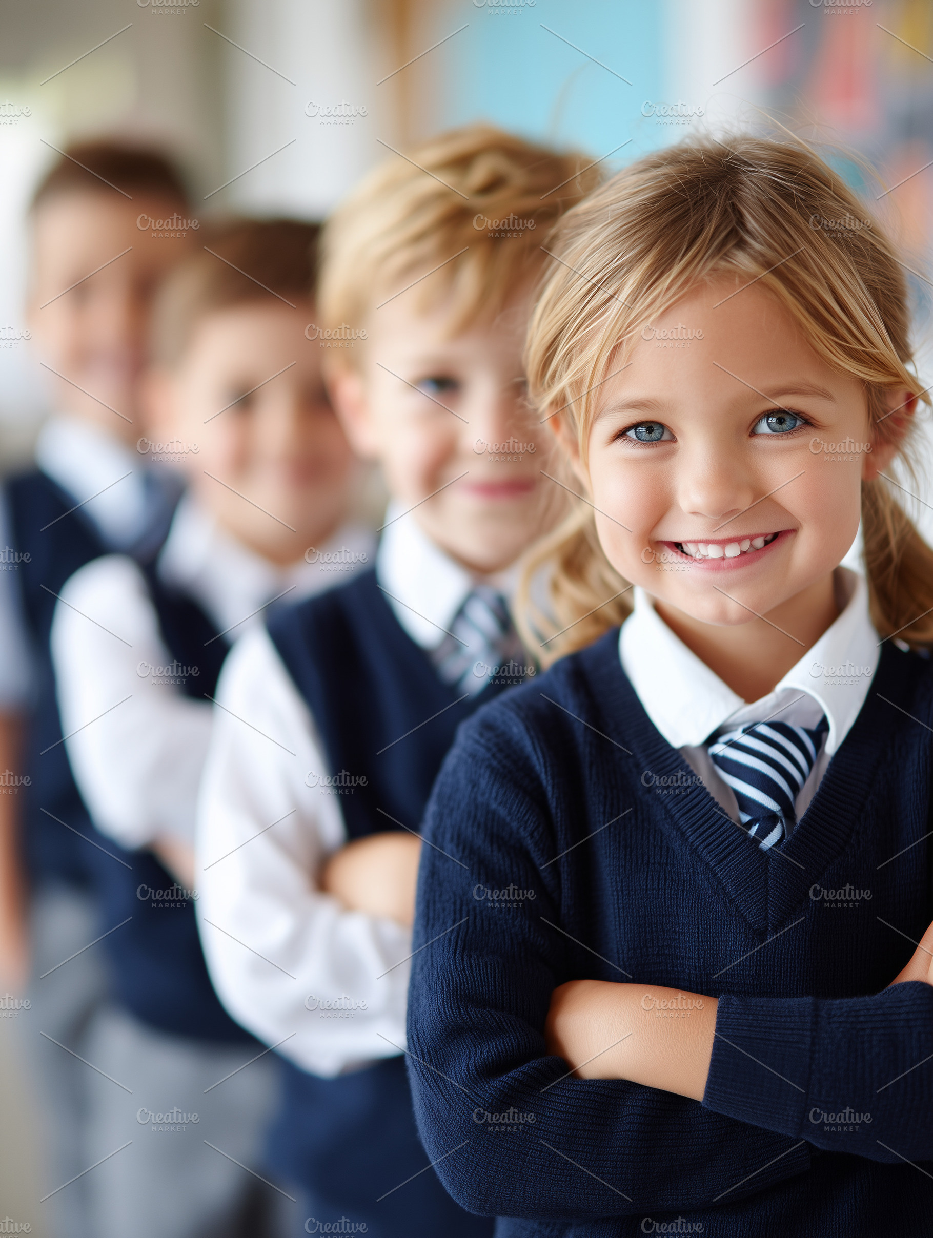 Smiling schoolchildren in uniform, a School & Education Photo by MistyDay
