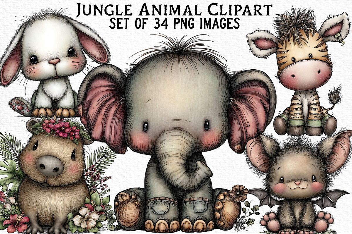 Jungle Animal Clipart - Cute Animal, an Illustration by Craft Nest (Photo 1 of 6)