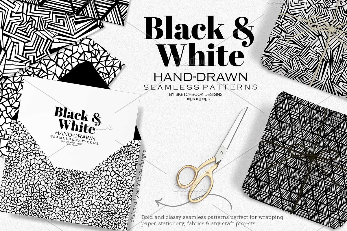 Black & White Hand-drawn Patterns, a Pattern Graphic by Sketchbook Designs (Photo 8 of 10)