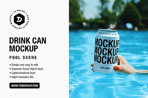 Drink Can Mockup - Pool Scene