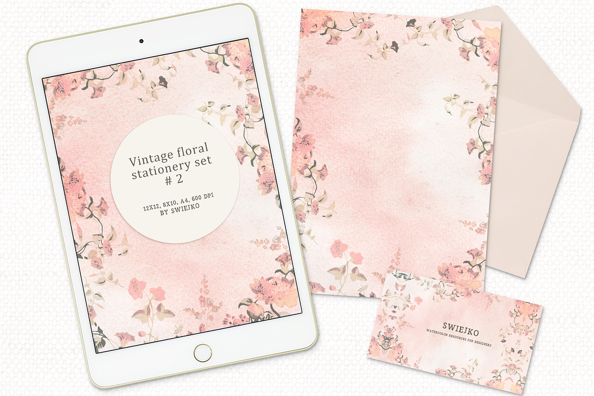 Vintage Floral Stationery Set #2, an Illustration by swiejko (Photo 3 of 4)