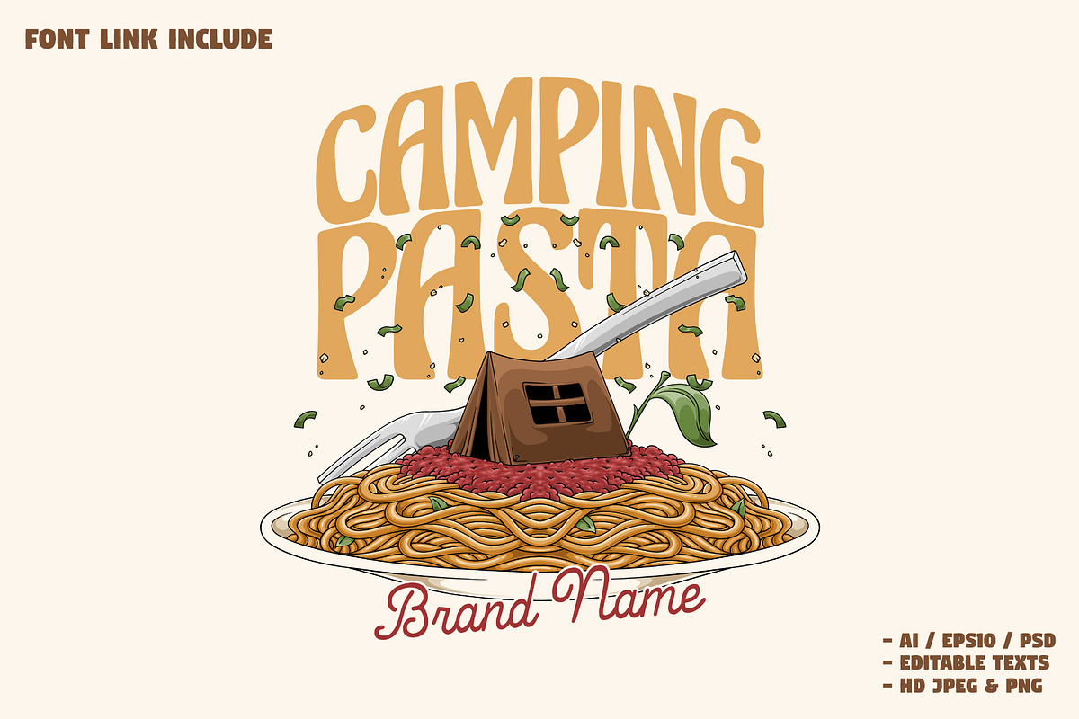 Camping Tent on Spaghetti, a Branding & Logo Template by Judsart (Photo 1 of 3)