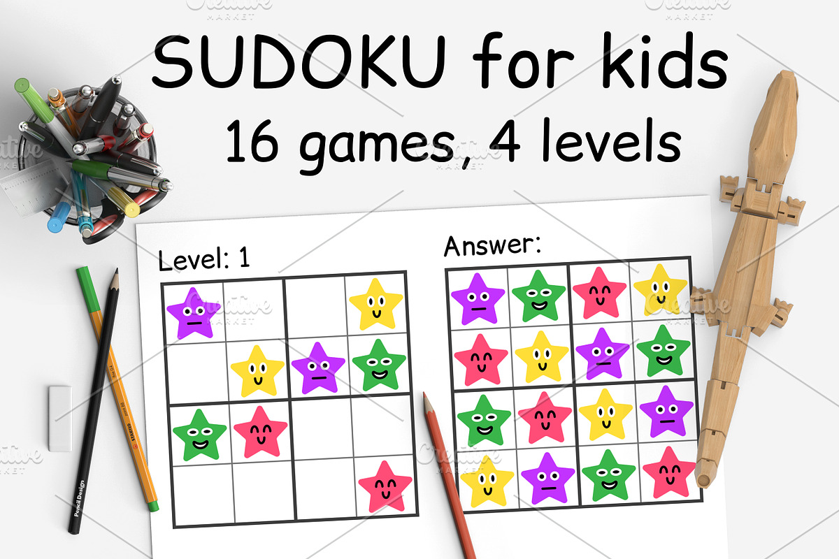 Sudoku Kids game. Children puzzle, an Education Illustration by jelisua88 (Photo 1 of 3)