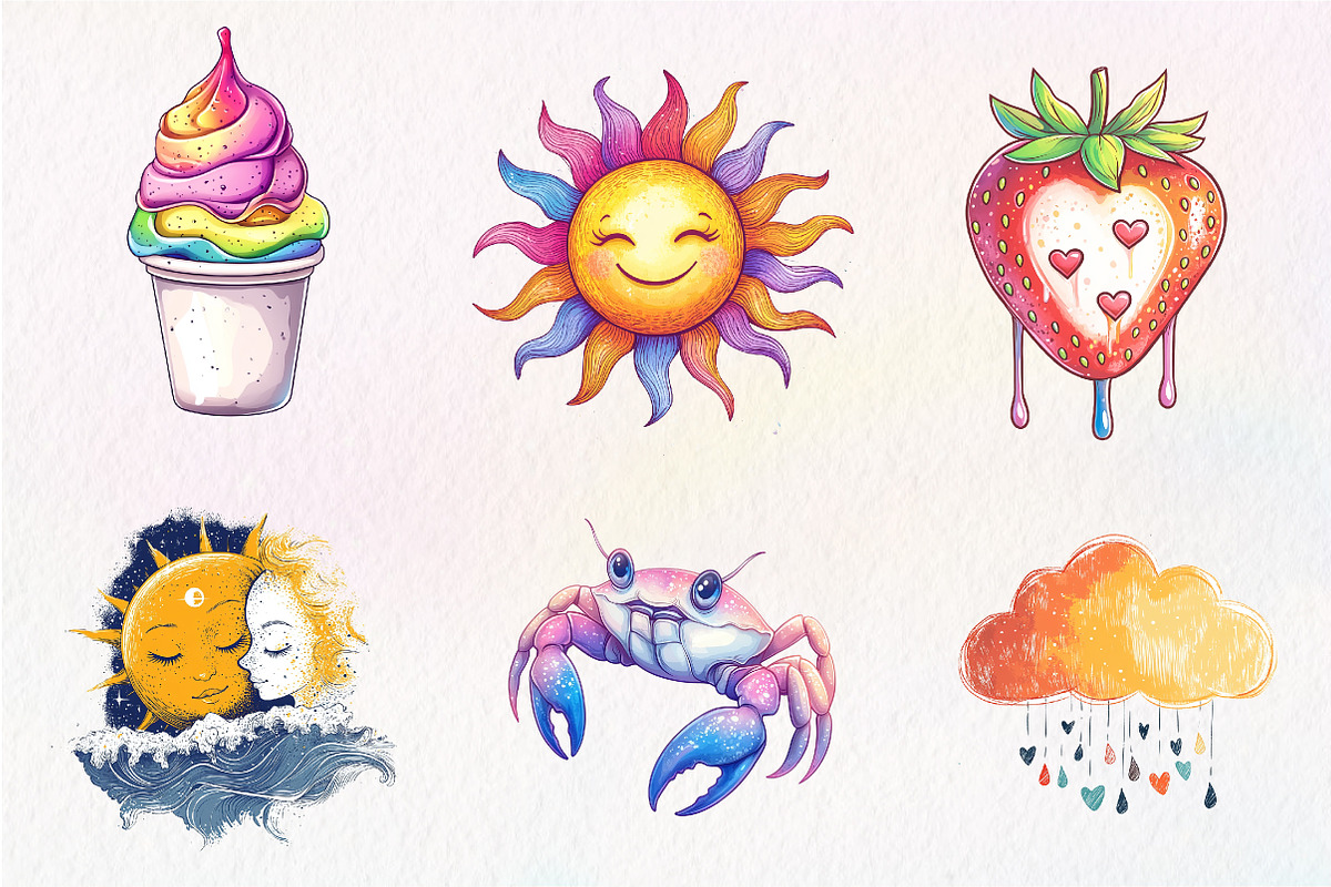 Abstracts Cute Summer Clipart, an Illustration by CreationArt (Photo 3 of 5)