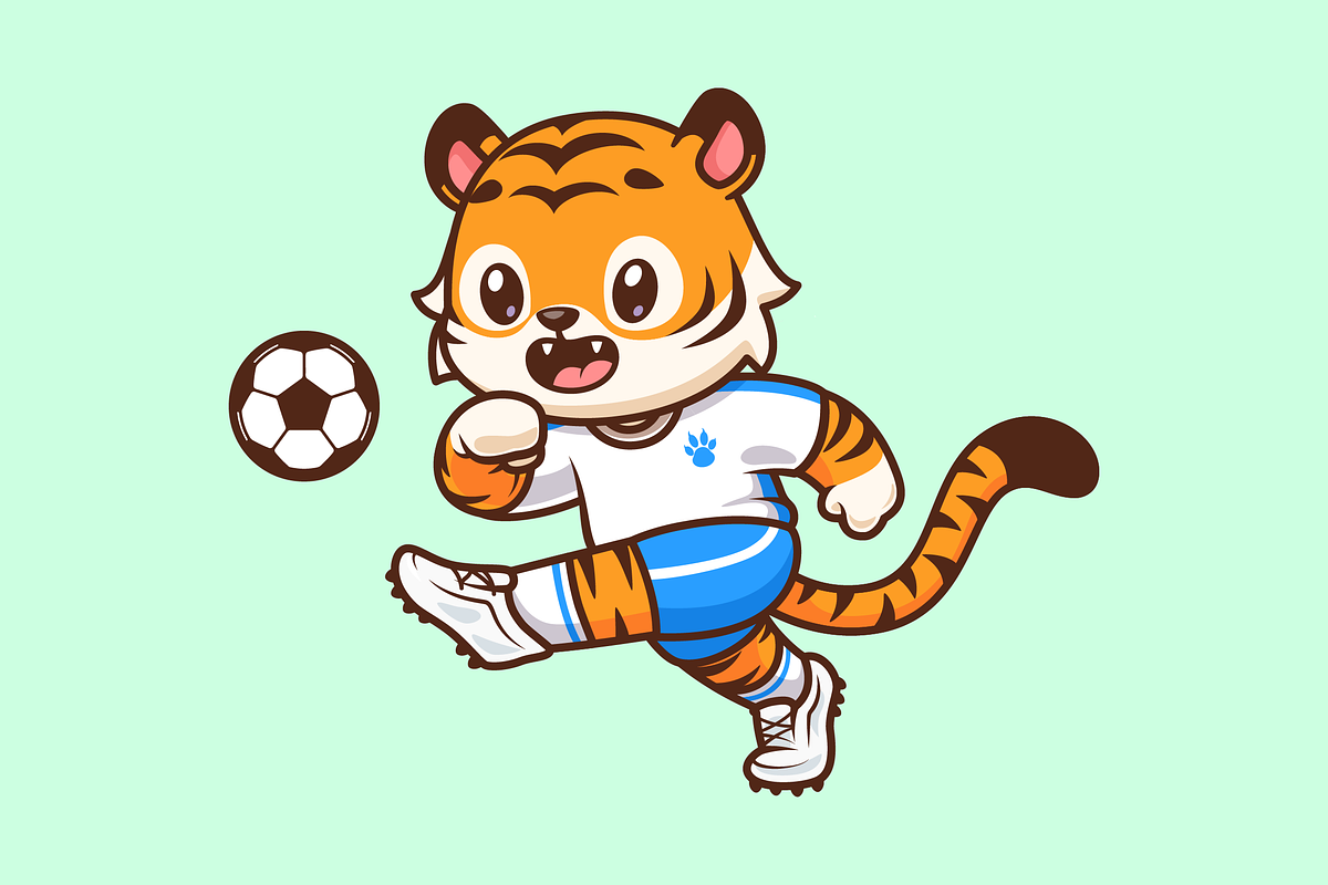 Cute Tiger Playing Soccer Ball, an Animal Illustration by Catalyst Labs