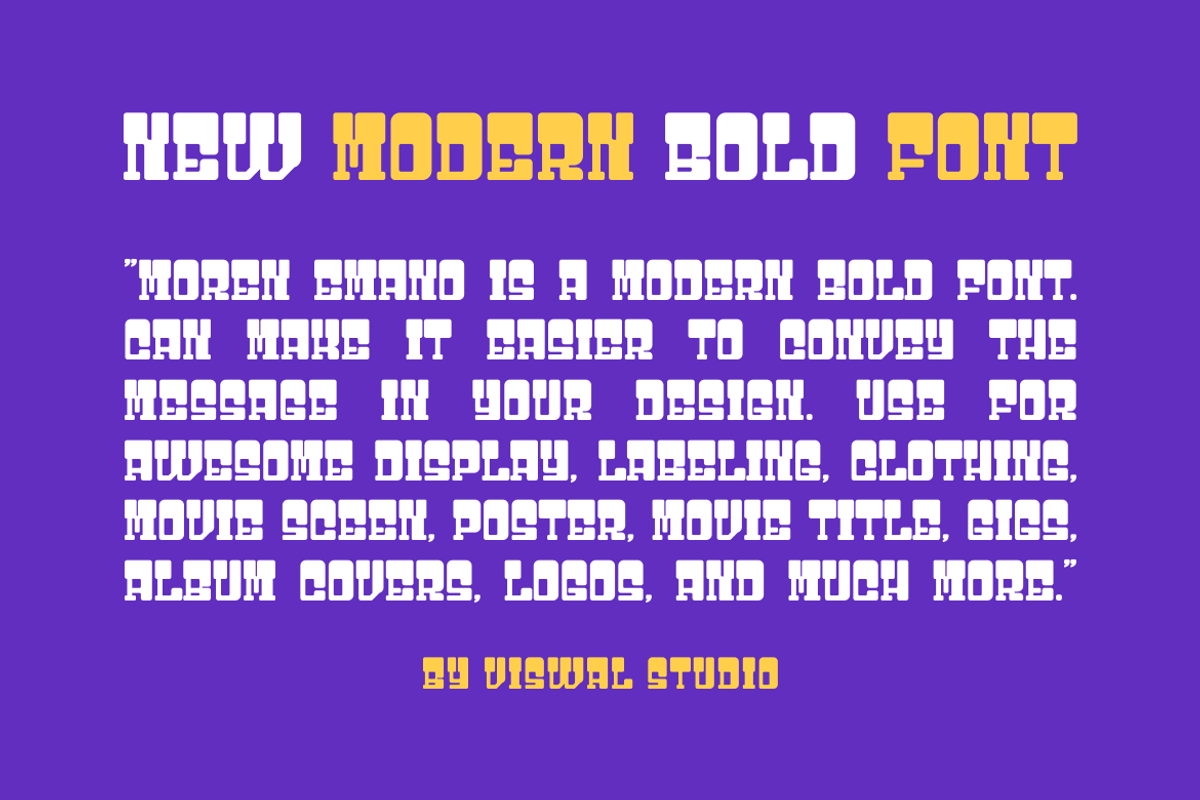 Moren Emano - Modern Bold Font, a Sans Serif Font by Viswal Studio (Photo 3 of 7)