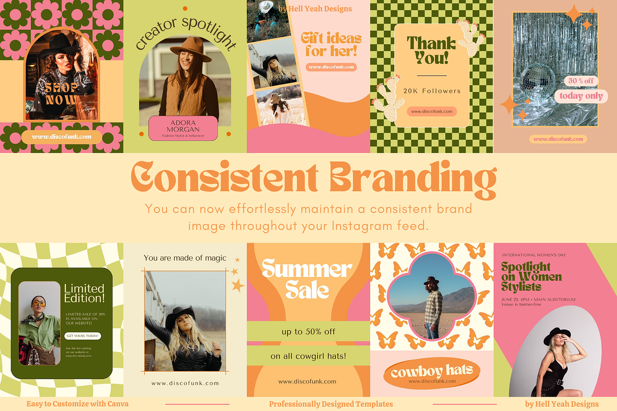 Cowgirl Instagram Post Templates, a Social Media Template by Hell Yeah Designs (Photo 2 of 10)
