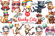 Funny Quirky Cats Clipart, an Illustration by Watercolor design (Thumbnail 1 of 4)