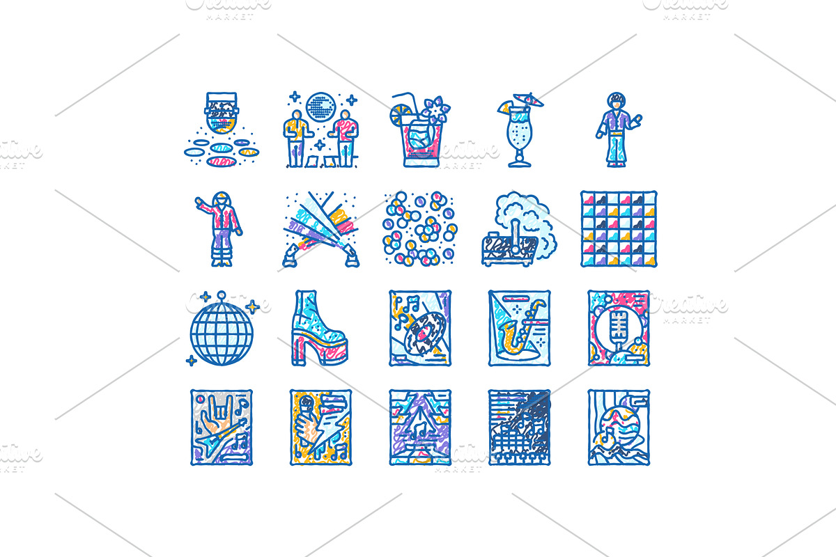 disco party music night dance icons, an Object Illustration by pikepicture