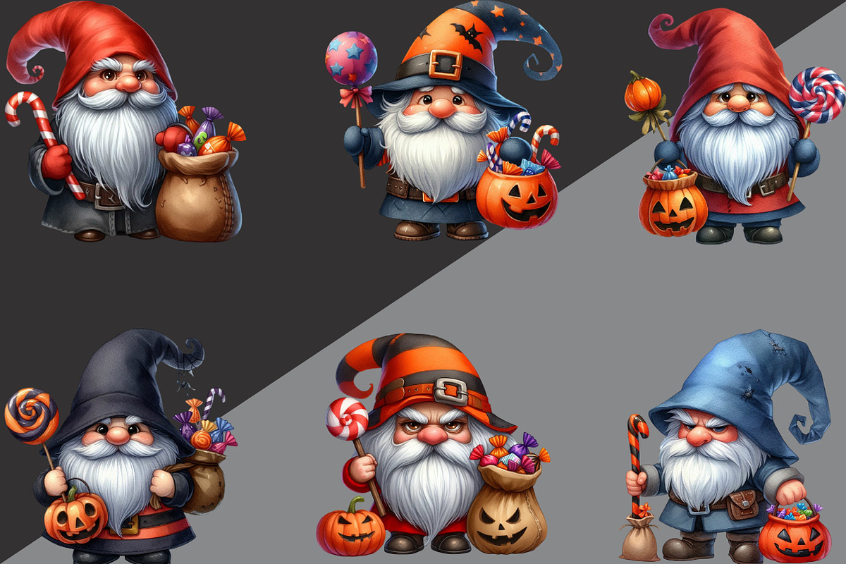 Halloween Gnome Clipart,Png Candy, an Illustration by Black Bird Studio (Photo 6 of 6)