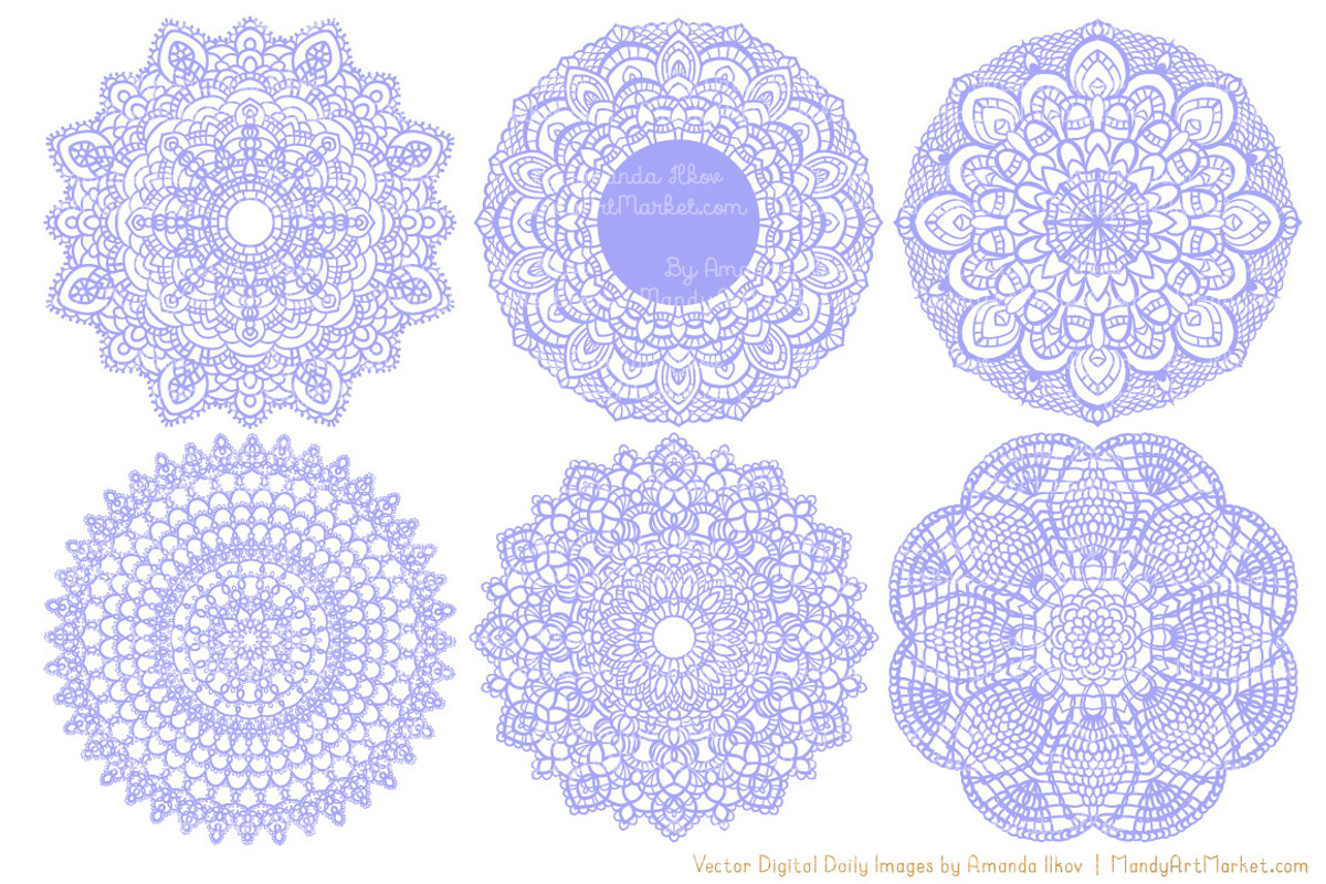 Periwinkle Round Lace Doilies, an Illustration by Amanda Ilkov (Photo 4 of 4)