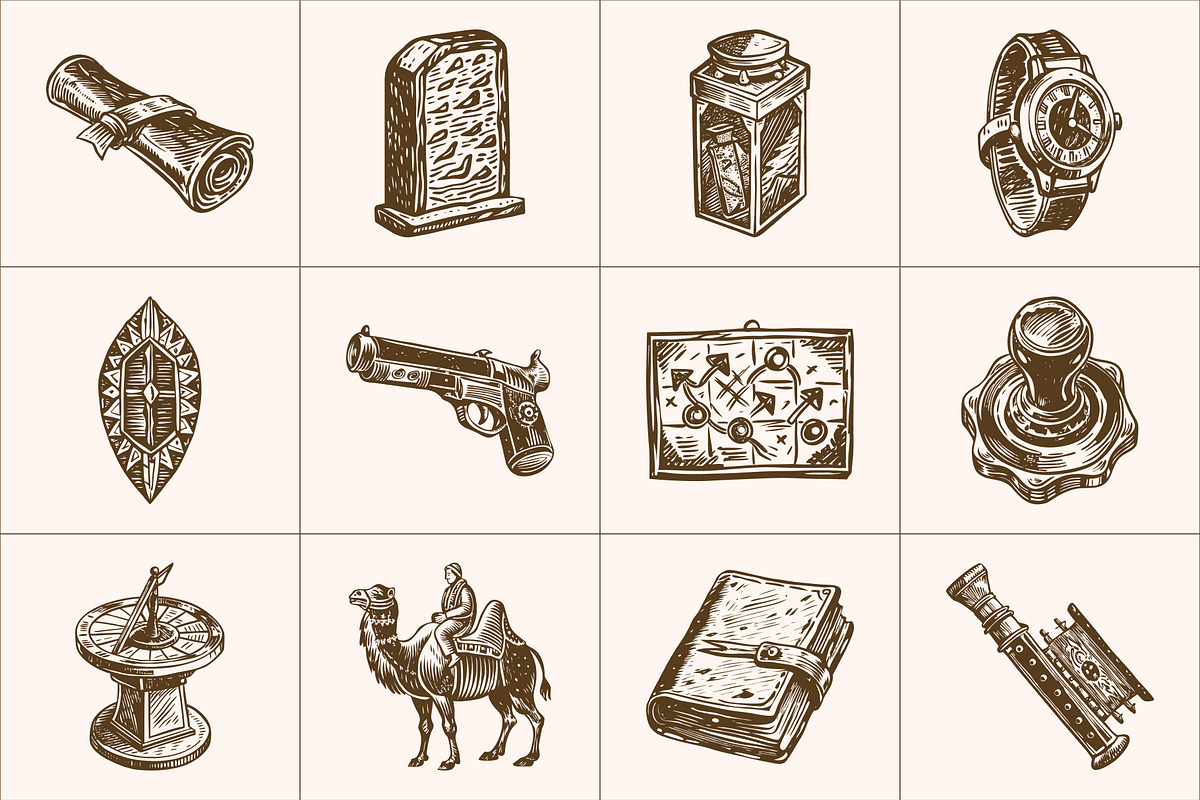 Vintage History Art Illustration Set, an Education Illustration by Prosymbols (Photo 5 of 8)