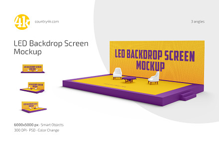 LED Backdrop Screen Mockup Set, an Advertising Mockup by Country4k