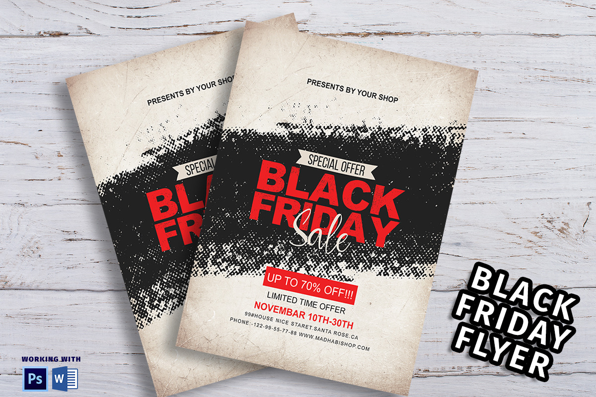 Vintage Black Friday Sale Flyer, a Flyer Template by Madhabi Studio (Photo 3 of 6)