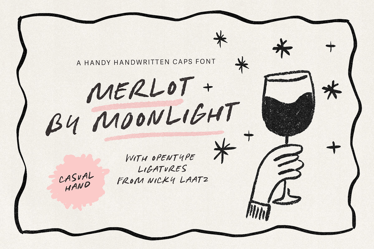 Merlot by Moonlight Casual Caps, a Handwritten Font by Nicky Laatz (Photo 1 of 13)