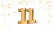 Anniversary 11. Gold card 3d numbers, a Decorative Illustration by Sunny (Thumbnail 3 of 3)