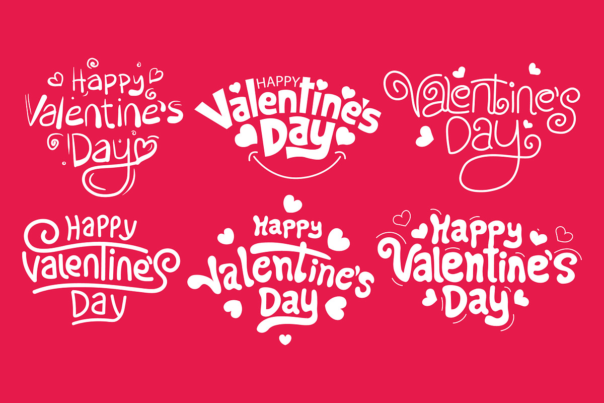 Happy Valentine's Day lettering Set., a Decorative Illustration by ashek (Photo 2 of 3)