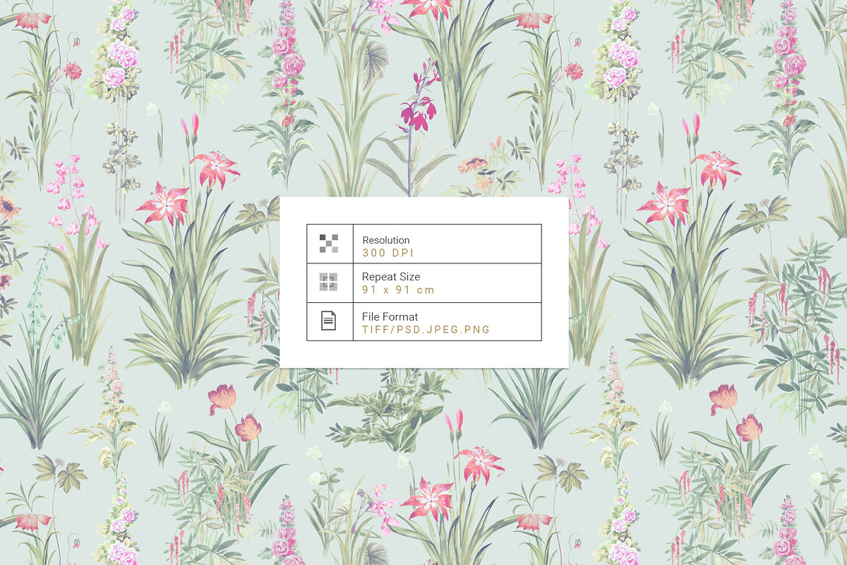 Jardin Silencieux, Watercolor Fleurs, a Pattern Graphic by TSTUDIO (Photo 4 of 14)