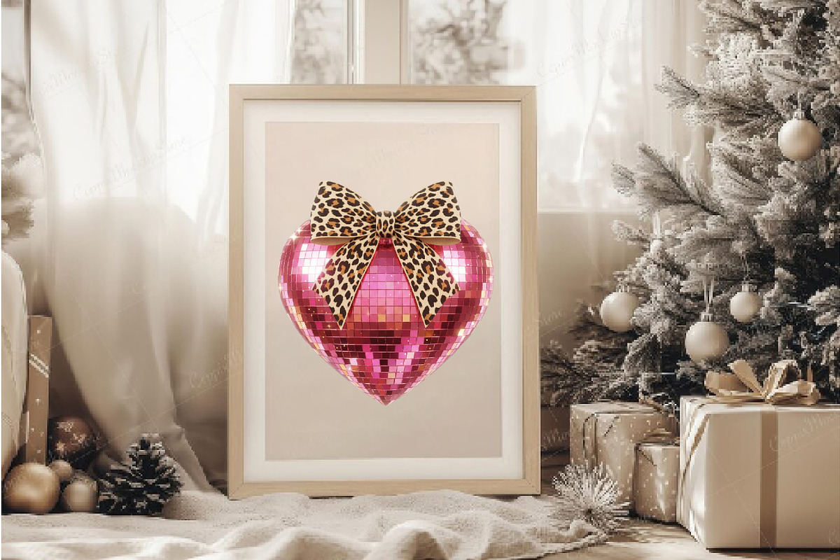 Pink Disco Heart Leopard Bow, an Illustration by DreamArtGraphic (Photo 6 of 6)
