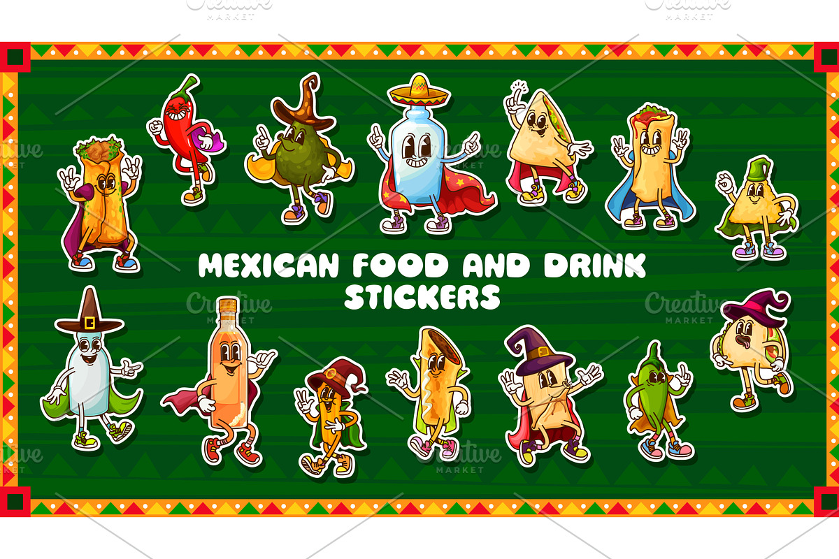 Groovy mexican cuisine, a Food Illustration by Vector Tradition