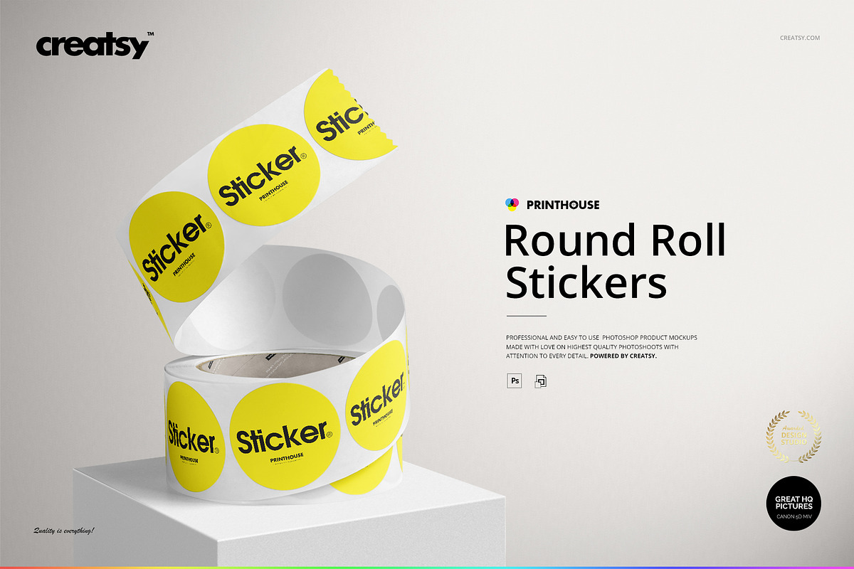 Round Roll Stickers Mockup Set, a Household Mockup by creatsy5 (Photo 1 of 15)